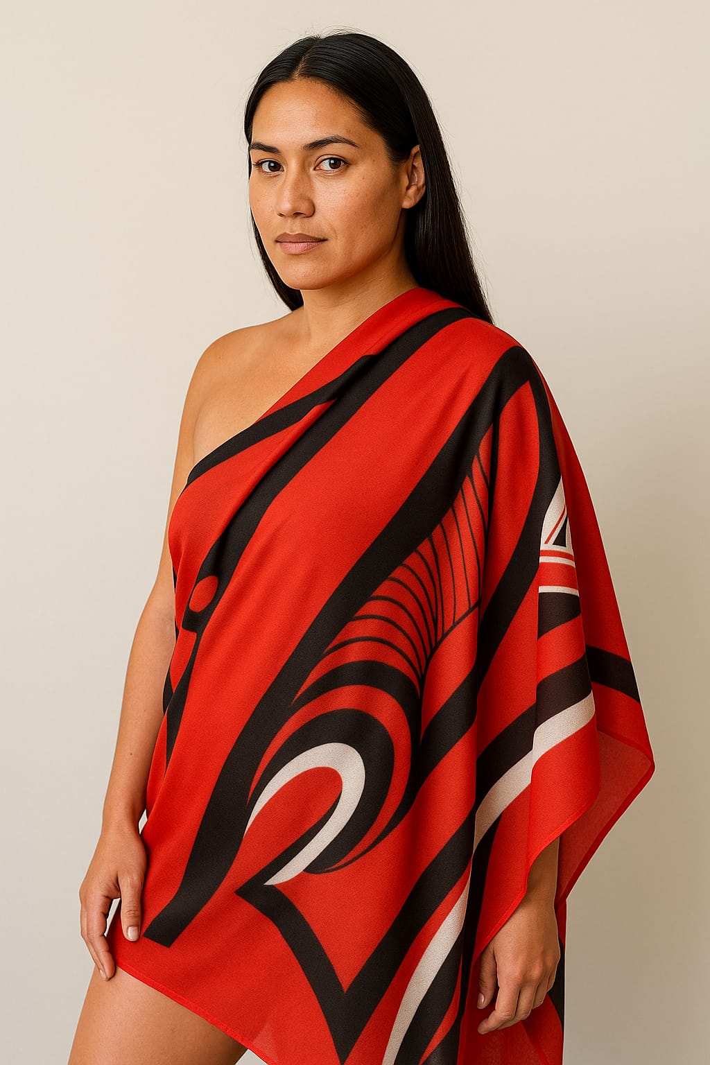 Red/White/Black Kakahu/Shawl