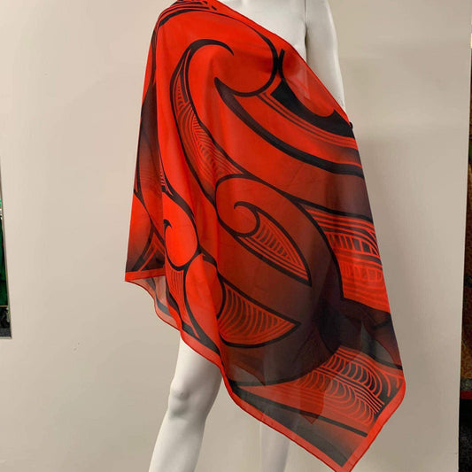 Red Black Kakahu/Shawl