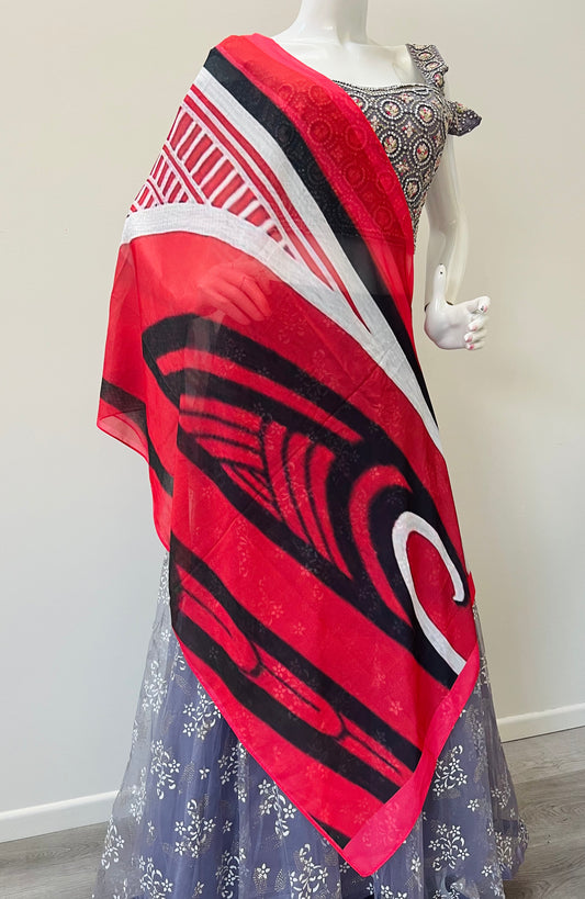 Red/White/Black Kakahu/Shawl