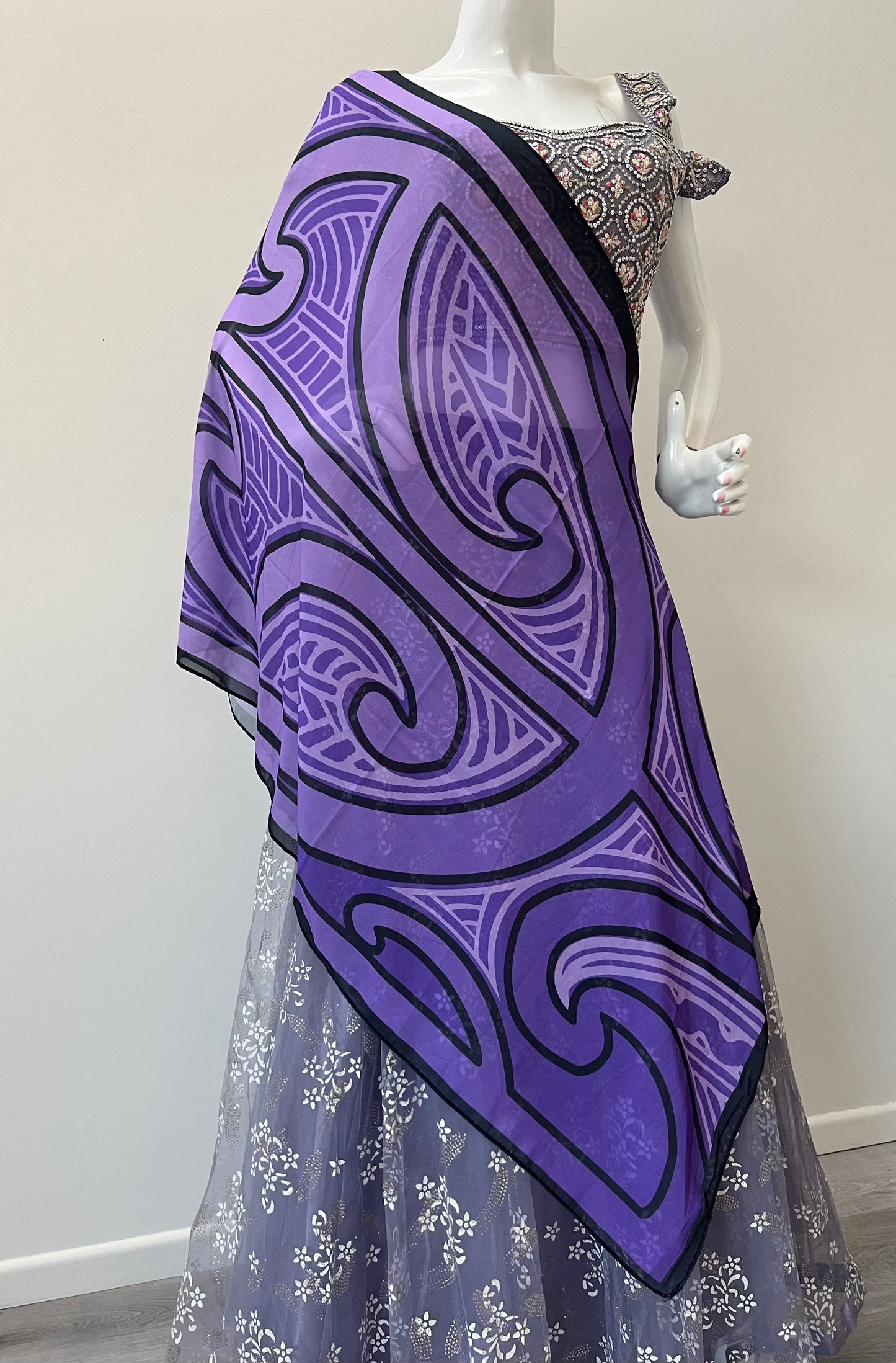 Purple/Black Kakahu/Shawl